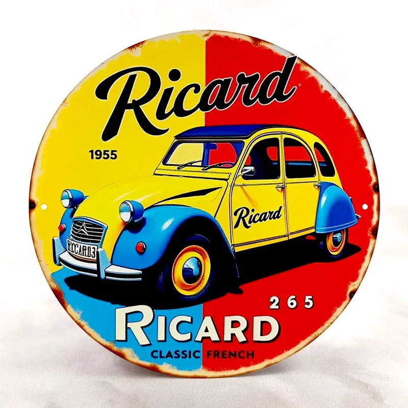 Plaque Métal Vintage Bar & Pub RICARD 2CV Citroën
