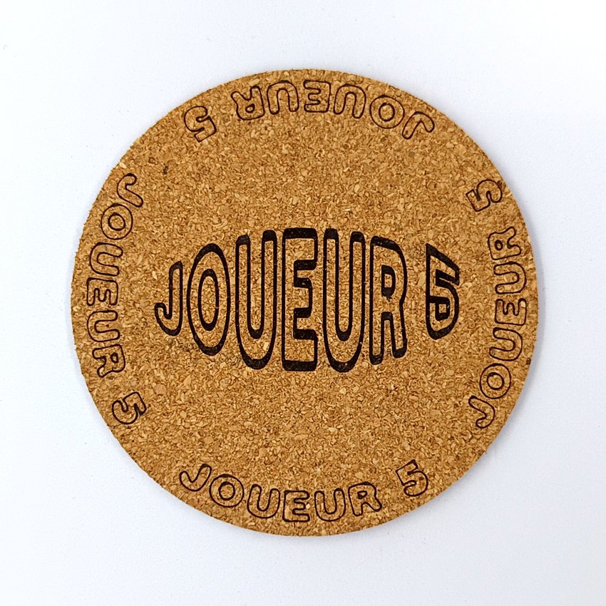 JOUEUR 5 Sous-verre en liège flipper pinball slogan ovale Joueur, sous-bock décoratif avec inscriptions Joueur 1 à Joueur 8, décoration flipper rétro vintage, idée cadeau originale pinball et arcade