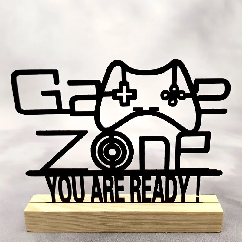 Déco métal sur socle -Gaming- MANETTE GAME ZONE «YOU ARE READY !»