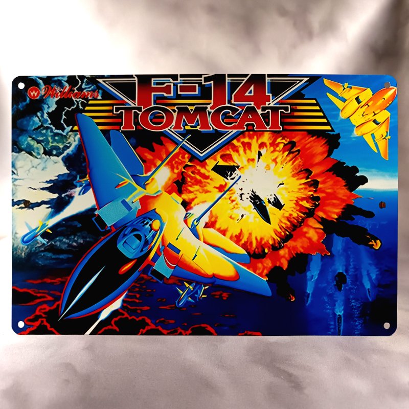 Plaque Métal Vintage Flipper F-14 TOMCAT Backglass Williams
