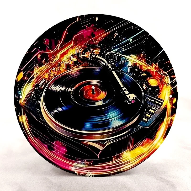 Plaque Métal Vintage Jukebox & Musique PLATINE VINYLE COLOREE Platine DJ