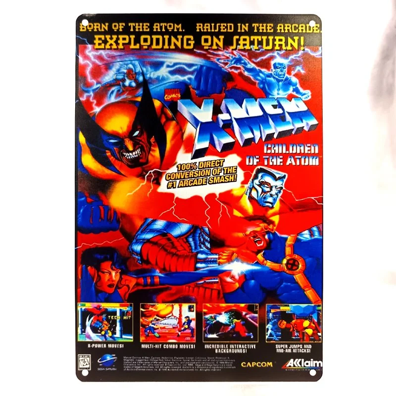 Plaque Métal Vintage Arcade X-MEN Children of the Atom