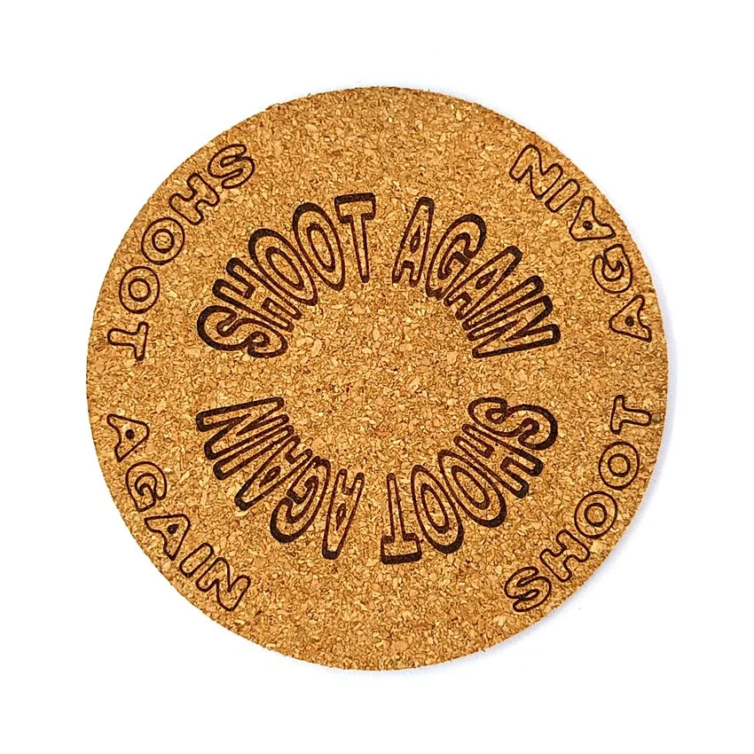 Shoot Again Sous-verre flipper avec slogans sélection Arqué, sous-bock décoratif inspiré des pinball machines, mentions mythiques Extra Ball, Game Over, Jackpot, Multiball, Tilt, idée cadeau flipper