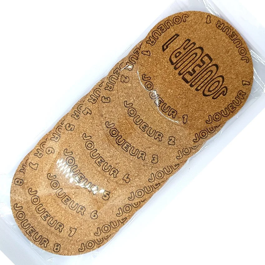 set sous-verre en liège flipper pinball slogan ovale Joueur, sous-bock décoratif avec inscriptions Joueur 1 à Joueur 8, décoration flipper rétro vintage, idée cadeau originale de pinball et arcade