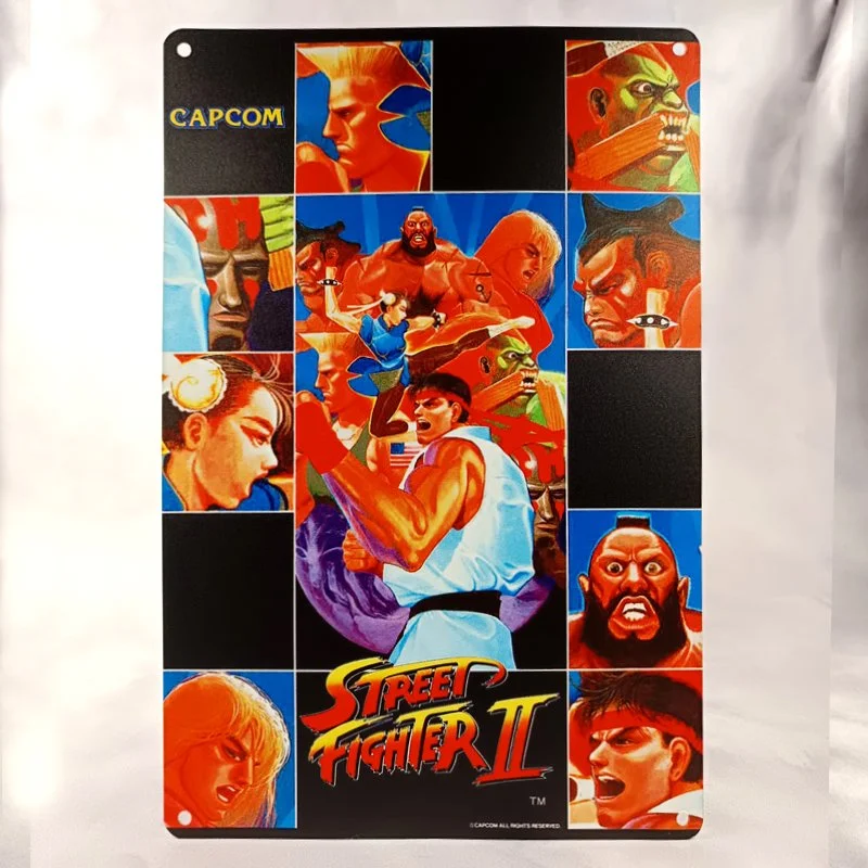 Plaque Métal Vintage Arcade STREET FIGHTER II Capcom