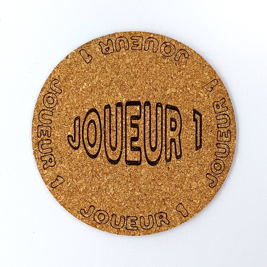 JOUEUR 1 Sous-verre en liège flipper pinball slogan ovale Joueur, sous-bock décoratif avec inscriptions Joueur 1 à Joueur 8, décoration flipper rétro vintage, idée cadeau originale pinball et arcade