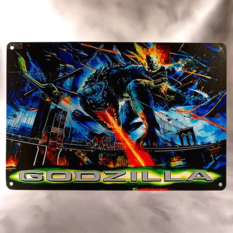 Plaque Métal Vintage Flipper GODZILLA Backglass Sega