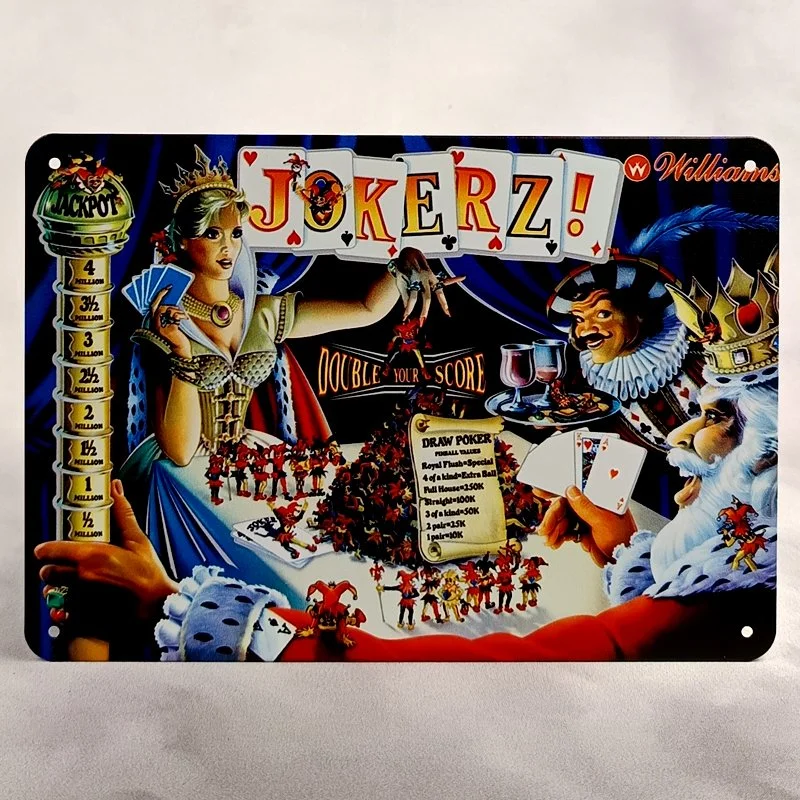 Plaque Métal Vintage Flipper JOKERZ! Backglass Williams