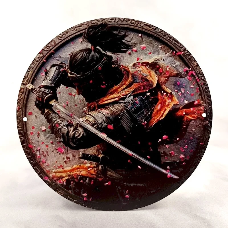 Plaque Métal Vintage Arcade et Gaming SAMOURAÏ en Garde