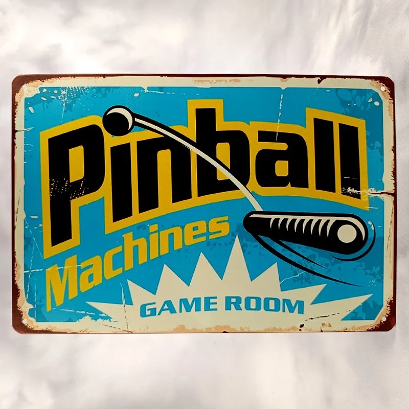 Plaque Métal Vintage Flipper PINBALL MACHINES Game Room