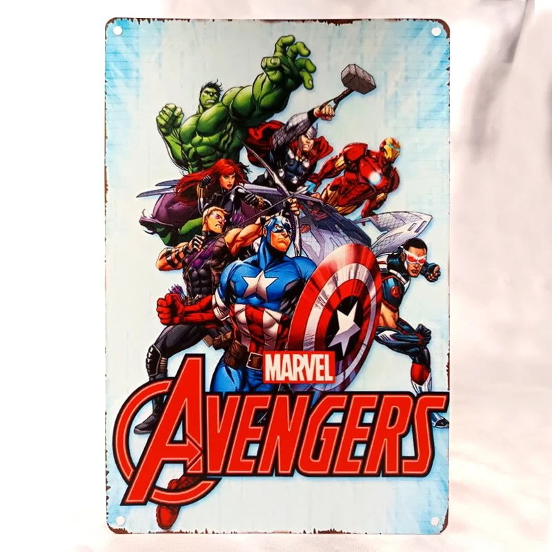 Plaque Métal Vintage Arcade et Flipper AVENGERS Marvel