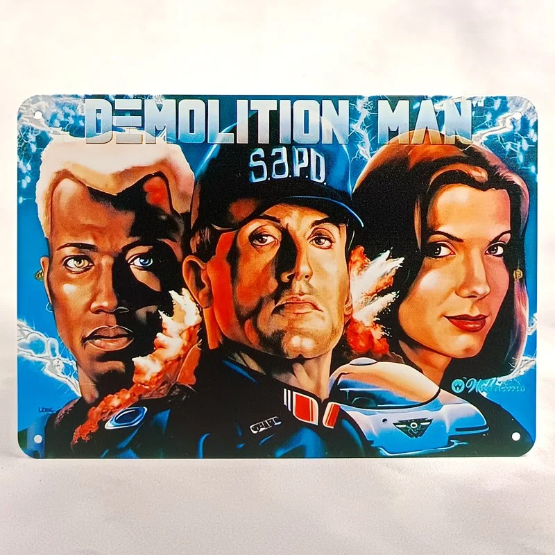 Plaque Métal Vintage Flipper DEMOLITION MAN Backglass Williams