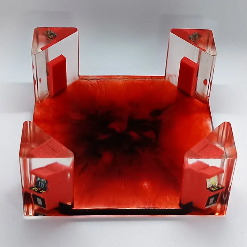 Support de sous-verres décoratifs en résine – Modèle Arcade BORNE ARCADE (ROUGE-NOIR)