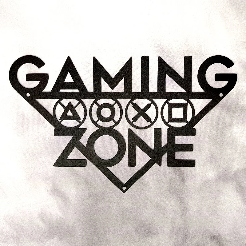 Applique murale en métal gaming zone symboles boutons manette PlayStation décoration gaming room