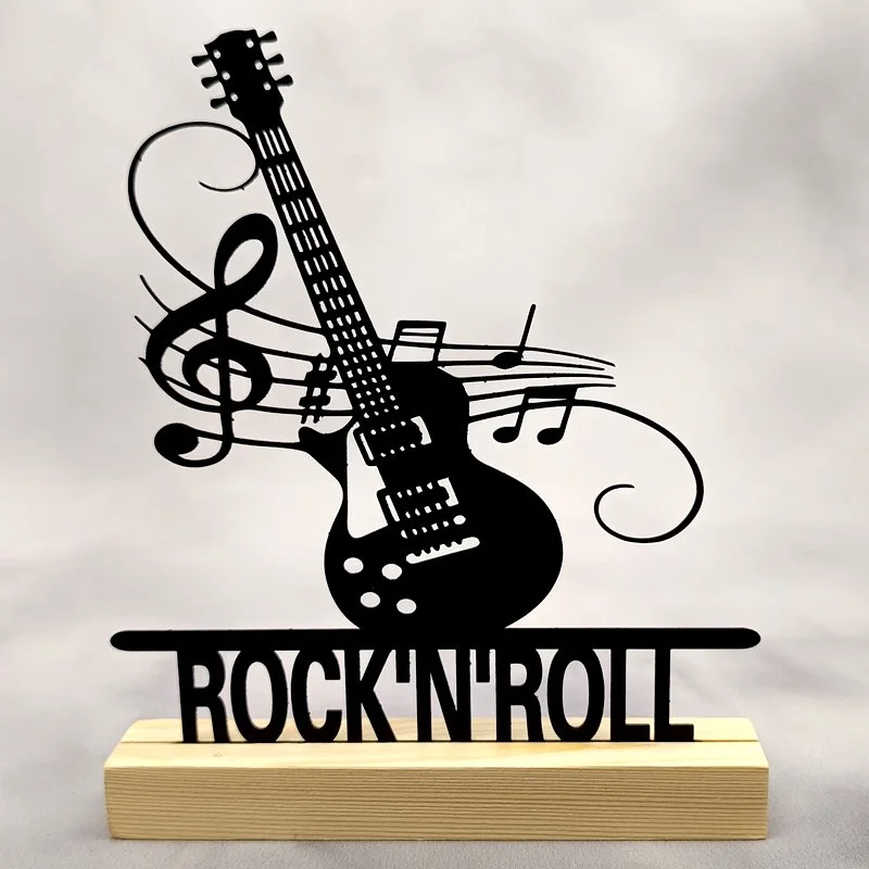 Déco métal sur socle -Jukebox & Musique- GUITARE ELECTRIQUE «ROCK’N’ROLL»