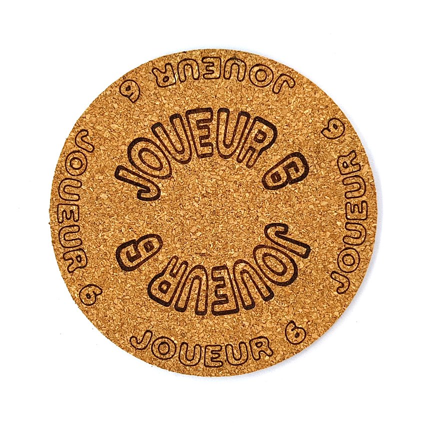 Joueur 6 Sous-verre flipper slogan arcade Joueur, sous-bock décoratif inspiré des pinball machines avec Joueur 1 à Joueur 8, décoration rétro vintage, idée cadeau pour passionné flipper borne arcade