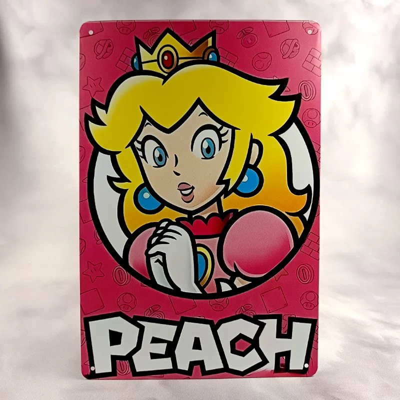 Plaque Métal Vintage Arcade et Gaming MARIO BROS - PEACH