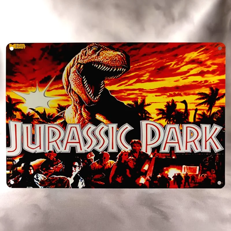 Plaque Métal Vintage Flipper JURASSIC PARK Backglass Data-East