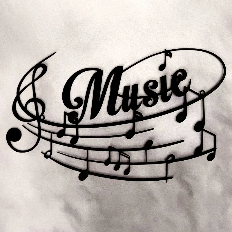 Applique Murale en Métal, Thème Jukebox-Musique, PORTEE MUSICALE - LOGO MUSIC Clé de Sol à Gauche (30x19)