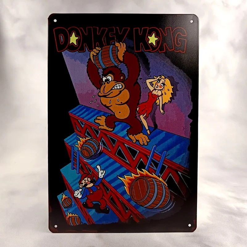 Plaque Métal Vintage Arcade DONKEY KONG Caricature