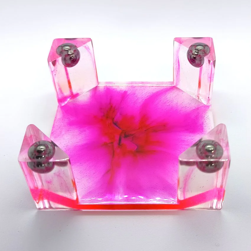 Support de sous-verres décoratifs en résine – Modèle Flipper BILLE en ACIER (ROSE)