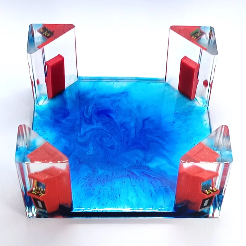 Support de sous-verres décoratifs en résine – Modèle Arcade BORNE ARCADE (BLEU)