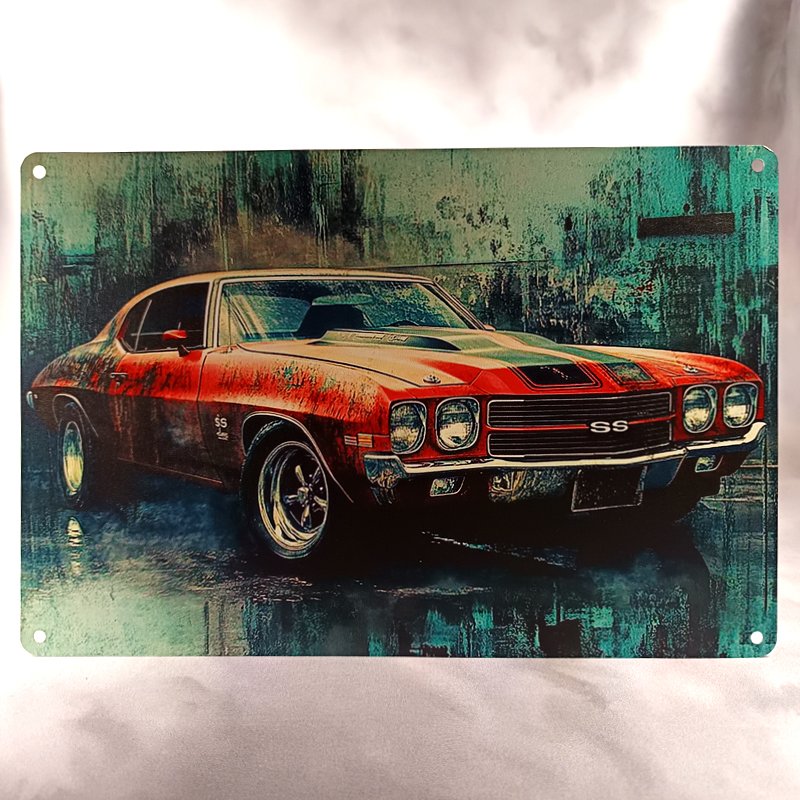 Plaque Métal Vintage Gaming Automobile JEU RACING CHEVROLET CHEVELLE SS 1970