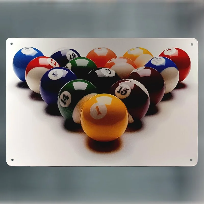 Plaque Métal Vintage Billard JEU DE BILLES AMÉRICAIN