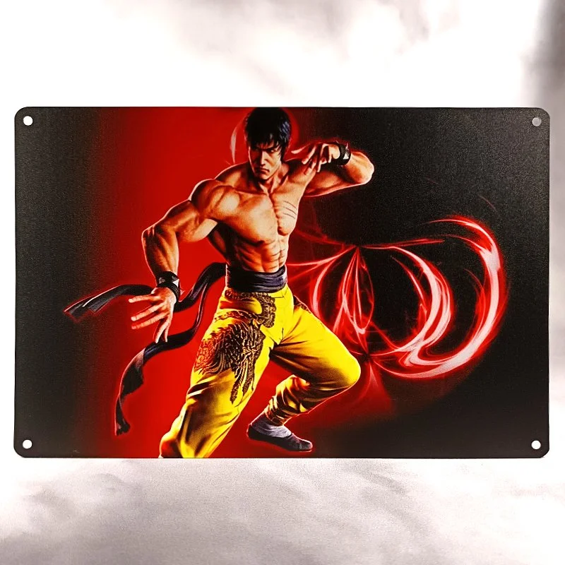 Plaque Métal Vintage Arcade et Gaming LAW TEKKEN BRUCE LEE