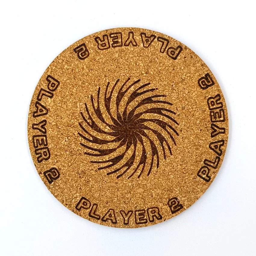 PLAYER 2 sous-verre flipper pinball rosace Player, sous-bock décoratif avec inscriptions Player 1 à Player 8, décoration flipper rétro vintage, idée cadeau originale passionné de pinball et arcade
