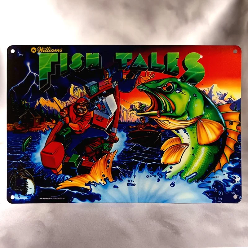 Plaque Métal Vintage Flipper FISH TALES Backglass Williams