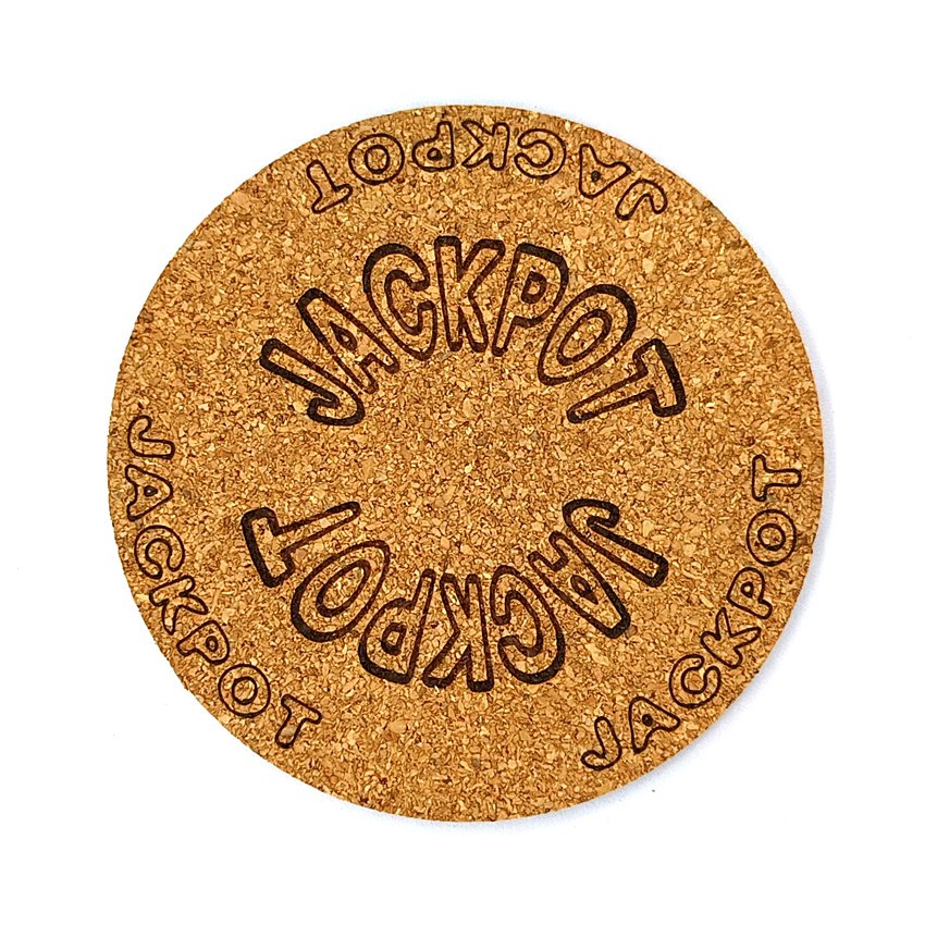 Jackpot Sous-verre flipper avec slogans sélection Arqué, sous-bock décoratif inspiré des pinball machines, mentions mythiques Extra Ball, Game Over, Jackpot, Multiball, Tilt, idée cadeau flipper