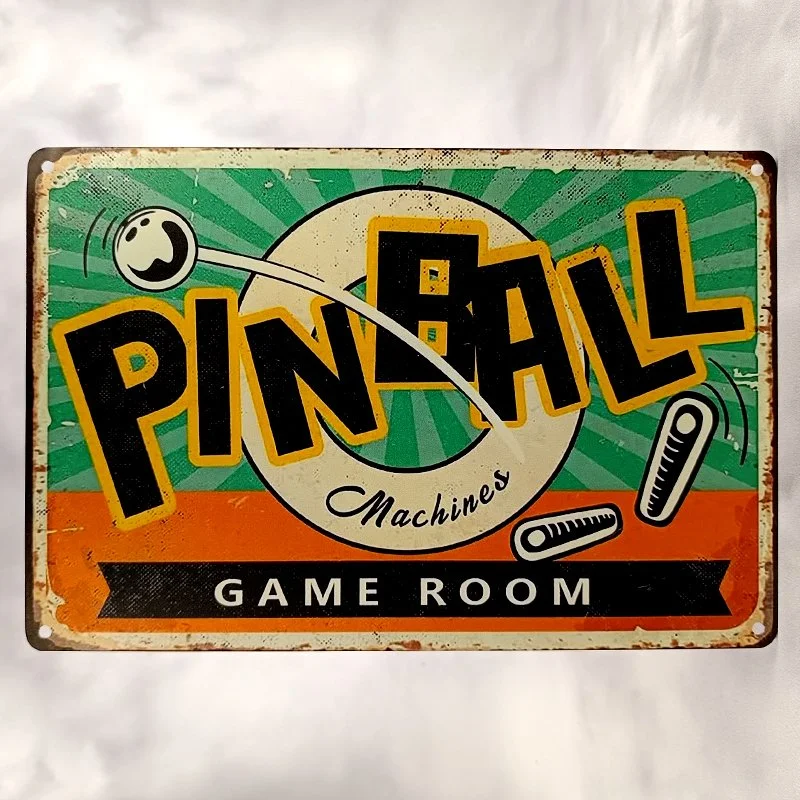 Plaque Métal Vintage Flipper PINBALL MACHINES Game Room 2