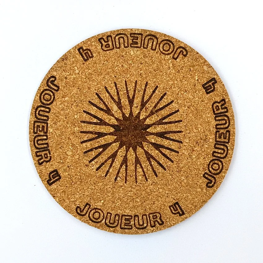 JOUEUR 4 Sous-verre flipper rosace Joueur, sous-bock décoratif inscriptions Joueur 1 à 8, slogans emblématiques Extra Ball, Game Over, Jackpot, Multiball, Tilt, décoration flipper rétro, idée cadeau