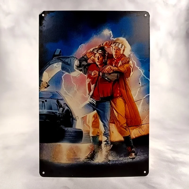 Plaque Métal Vintage Arcade et Flipper BACK TO THE FUTUR Retour vers le futur