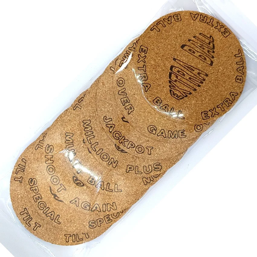 set Sous-verre flipper pinball slogan ovale sélection, sous-bock décoratif inspiré pinball machines avec messages iconiques Extra Ball, Game Over, Jackpot, Multiball, Tilt, décoration idée cadeau