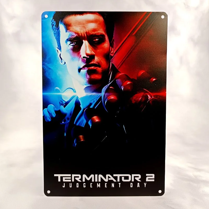 Plaque Métal Vintage Arcade et Flipper TERMINATOR 2 Judgement Day