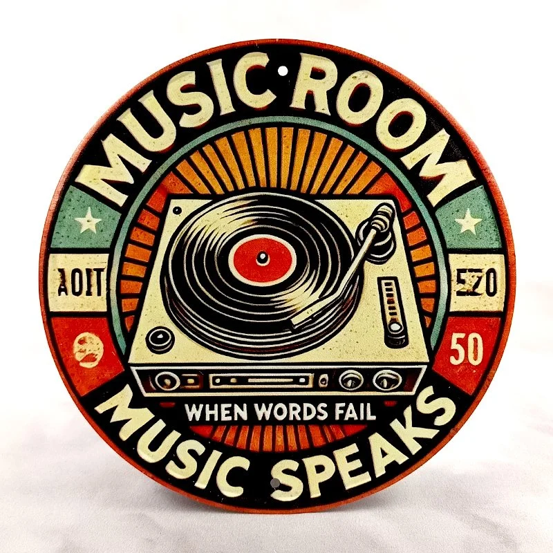 Plaque Métal Vintage Jukebox & Musique MUSIC ROOM Platine Vinyle
