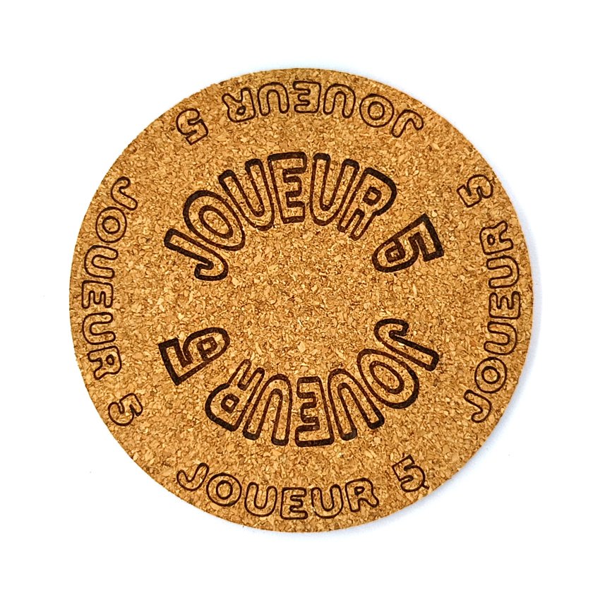 Joueur 5 Sous-verre flipper slogan arcade Joueur, sous-bock décoratif inspiré des pinball machines avec Joueur 1 à Joueur 8, décoration rétro vintage, idée cadeau pour passionné flipper borne arcade