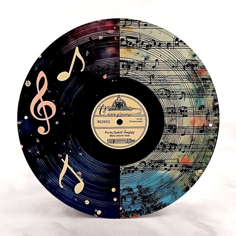 Plaque Métal Vintage Jukebox & Musique MUSIC DISQUE VINYLE Partition et Notes