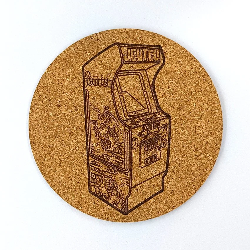 JEUTEL 90 Sous-verres thème borne arcade, sous-bock décoratif inspiré des jeux vidéo rétro et du gaming arcade, Neo-Geo, Pandora’s Box, MAME, Naomi, Retropie et Batocera, décorations salle de jeux