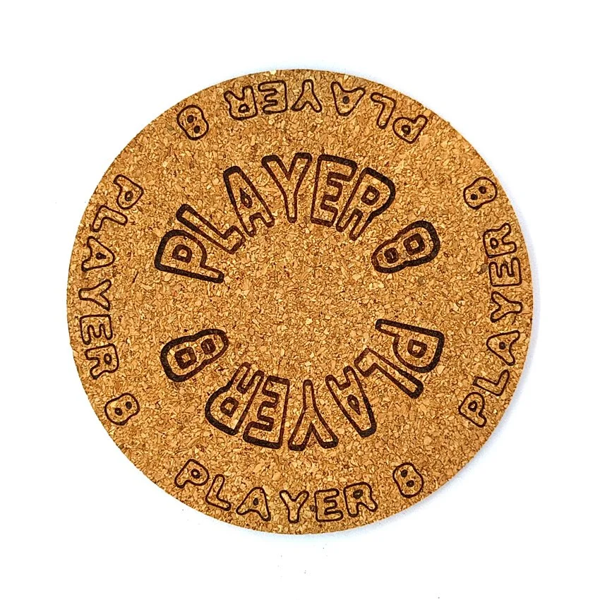 Player 8 Sous-verre flipper slogan Player, sous-bock décoratif inspiré des pinball machines avec Player 1 à Player 8, décoration flipper rétro vintage, idée cadeau passionné de pinball et arcade