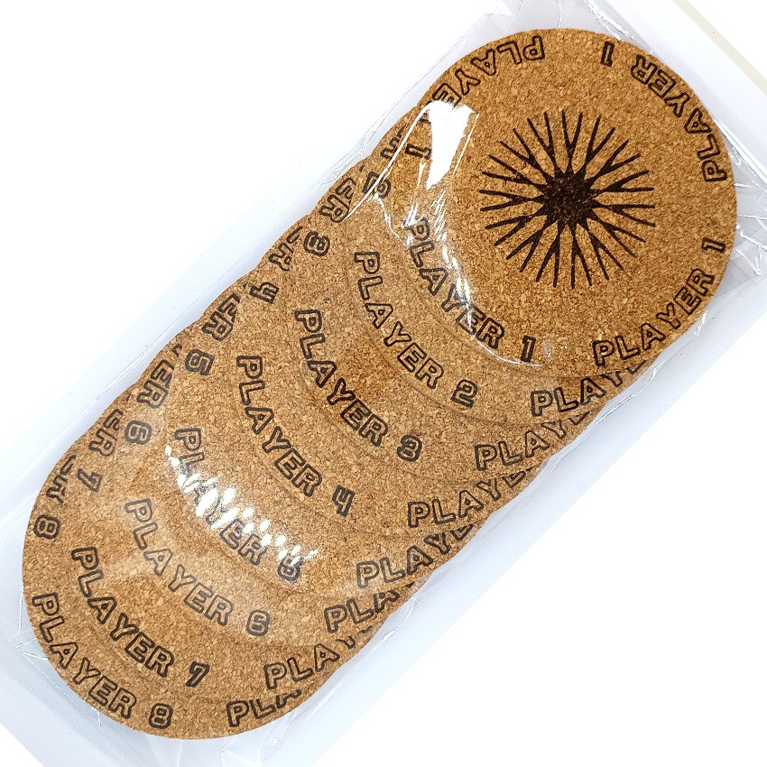 set sous-verre flipper pinball rosace Player, sous-bock décoratif avec inscriptions Player 1 à Player 8, décoration flipper rétro vintage, idée cadeau originale passionné de pinball et arcade