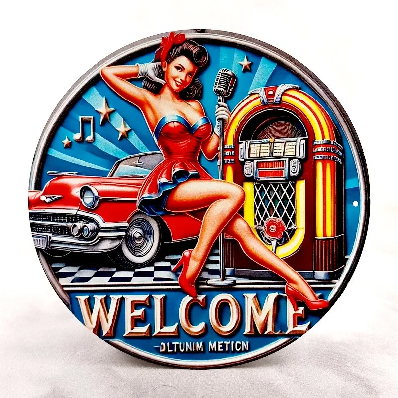 Plaque Métal Vintage Jukebox & Musique Jukebox'60s WELCOME