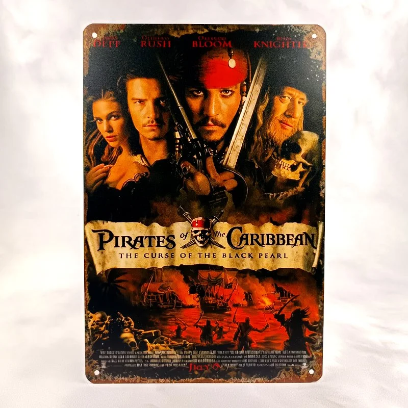 Plaque Métal Vintage Flipper PIRATES of the CARIBBEAN (Curse of the Black Pearl)