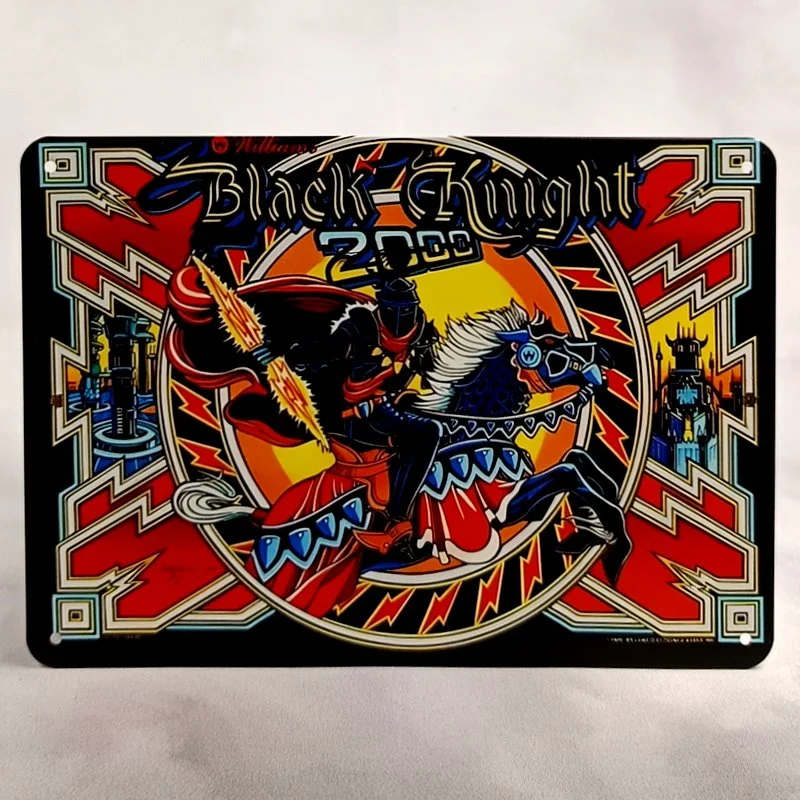 Plaque Métal Vintage Flipper BLACK KNIGHT 2000 Backglass Williams