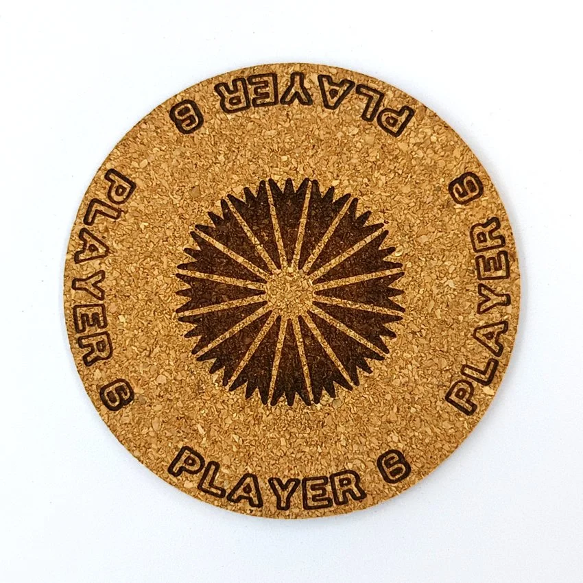 PLAYER 6 sous-verre flipper pinball rosace Player, sous-bock décoratif avec inscriptions Player 1 à Player 8, décoration flipper rétro vintage, idée cadeau originale passionné de pinball et arcade