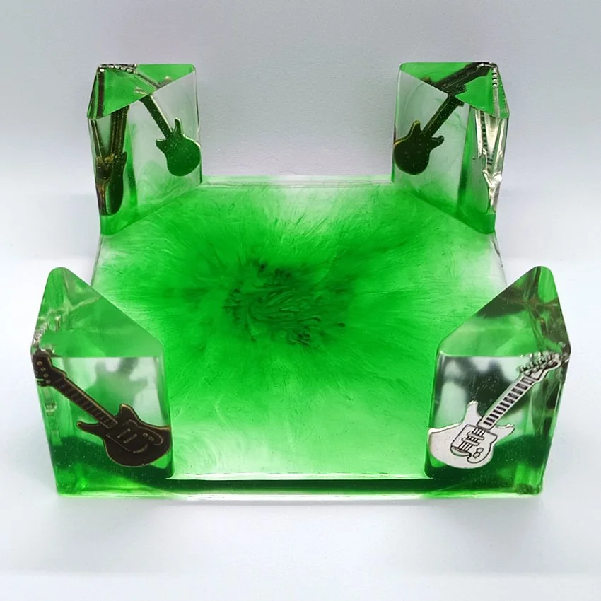 Support de sous-verres décoratifs en résine – Modèle Musique GUITARE (VERT)