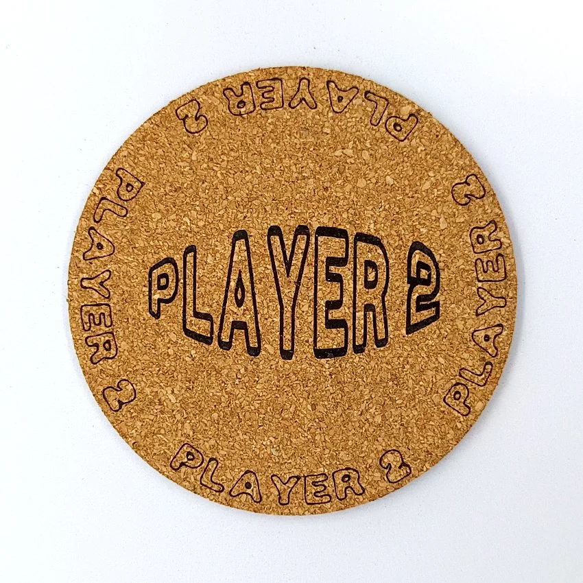 PLAYEUR 2 Sous-verre pinball slogan ovale Player, sous-bock décoratif inspiré des pinball machines avec inscriptions Player 1 à Player 8, décoration rétro vintage, cadeau originale de flipper arcade