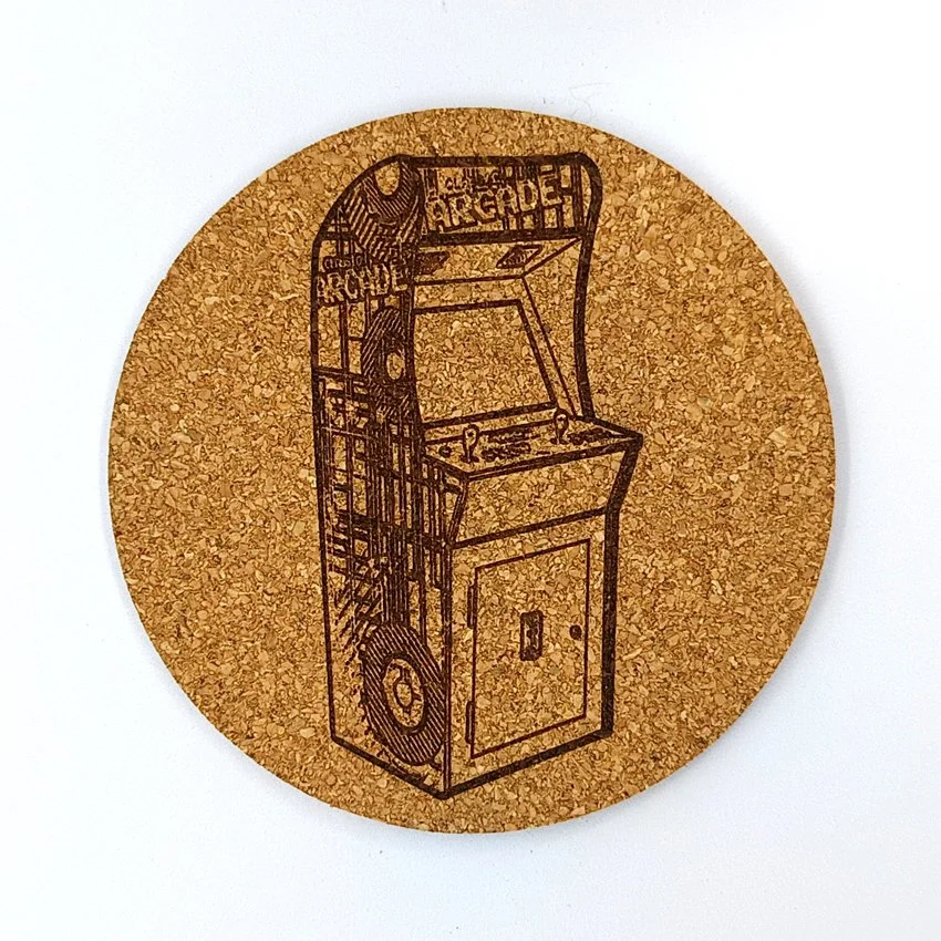 ARCADE CLASSIC Sous-verres thème borne arcade, sous-bock décoratif inspiré des jeux vidéo rétro et du gaming arcade, Neo-Geo, Pandora’s Box, MAME, Naomi, Retropie et Batocera, déco salle de jeux